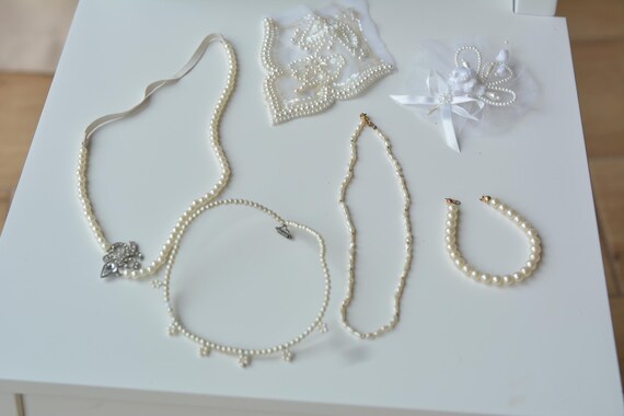 Vintage Faux Pearl Wedding Jewelry Set: Handmade Choker  display picture 1