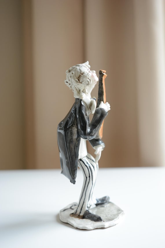 Vintage Porcelain Musician Figurine | Zampiva Style, Hand-painted