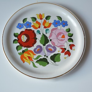 Vintage Granit Matyo Wall Plate | Traditional Hungarian Wall Decoration
