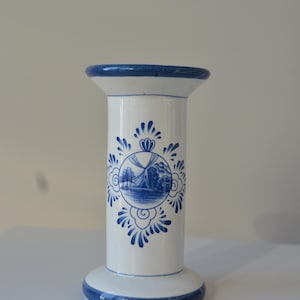Vintage Delft Porcelain Pillar Stand | Blue and White Porcelain Souvenir from Holland | Handpainted Dutch Decoration
