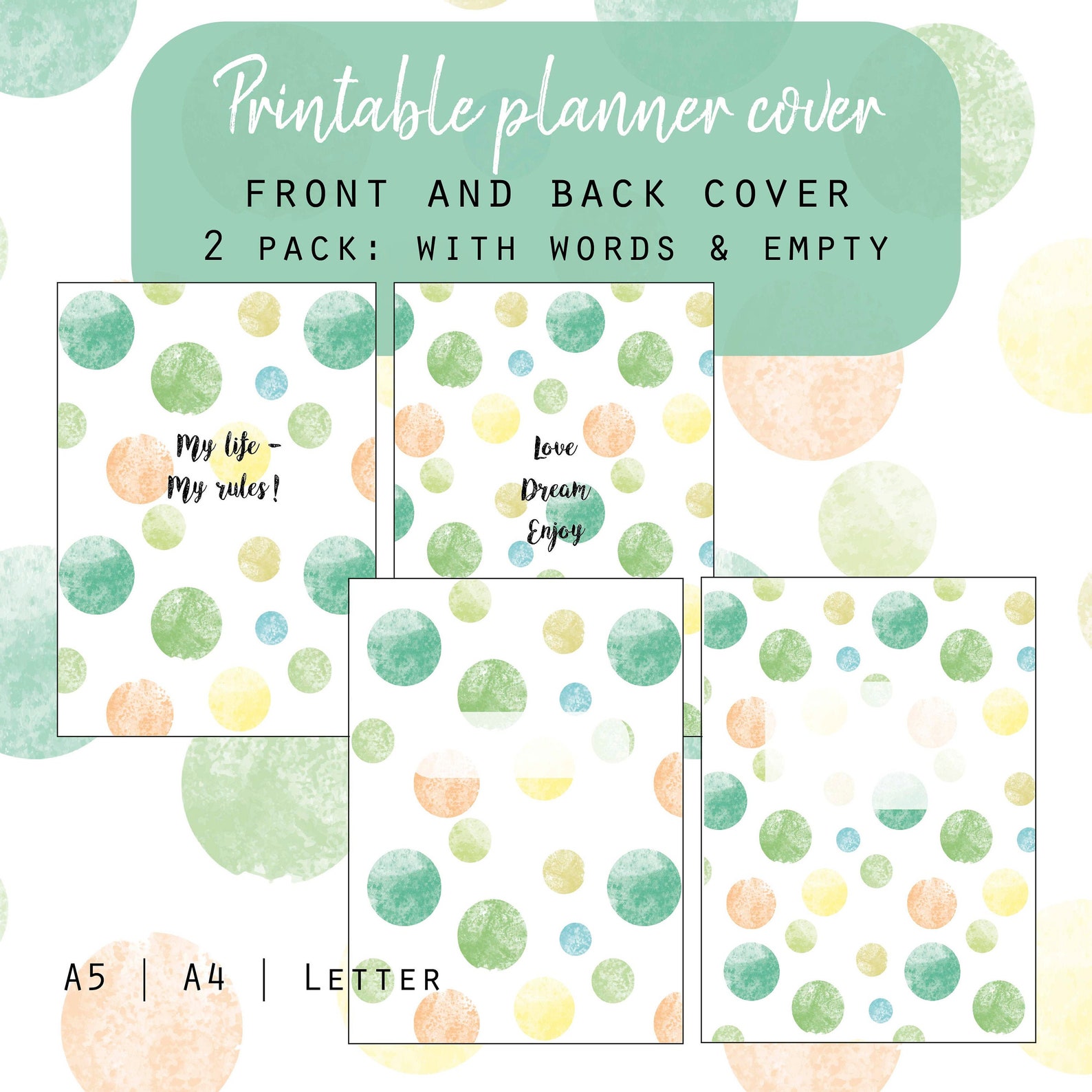 Printable planner cover polka dot planner Planner page - Etsy México