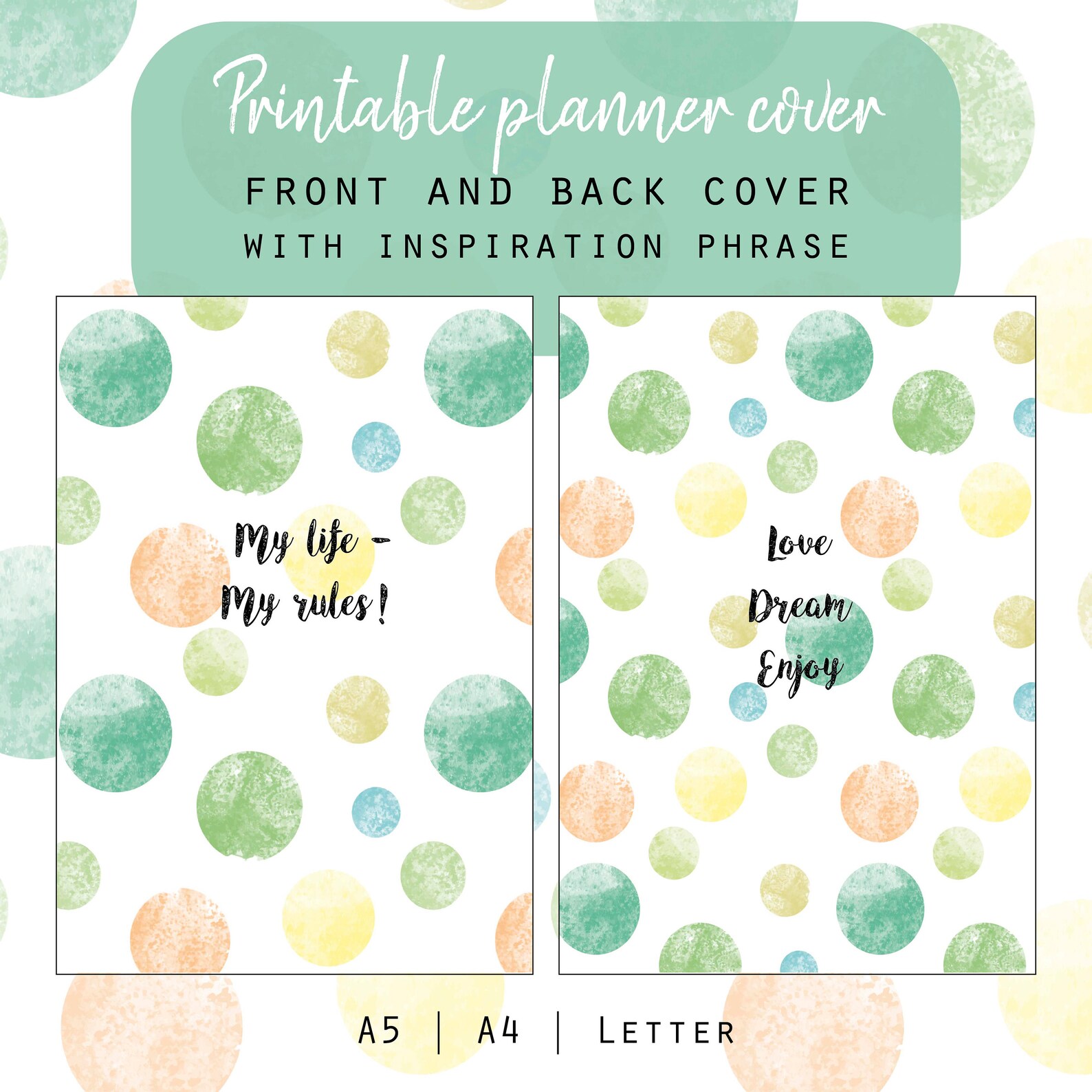 Printable planner cover polka dot planner Planner page - Etsy México