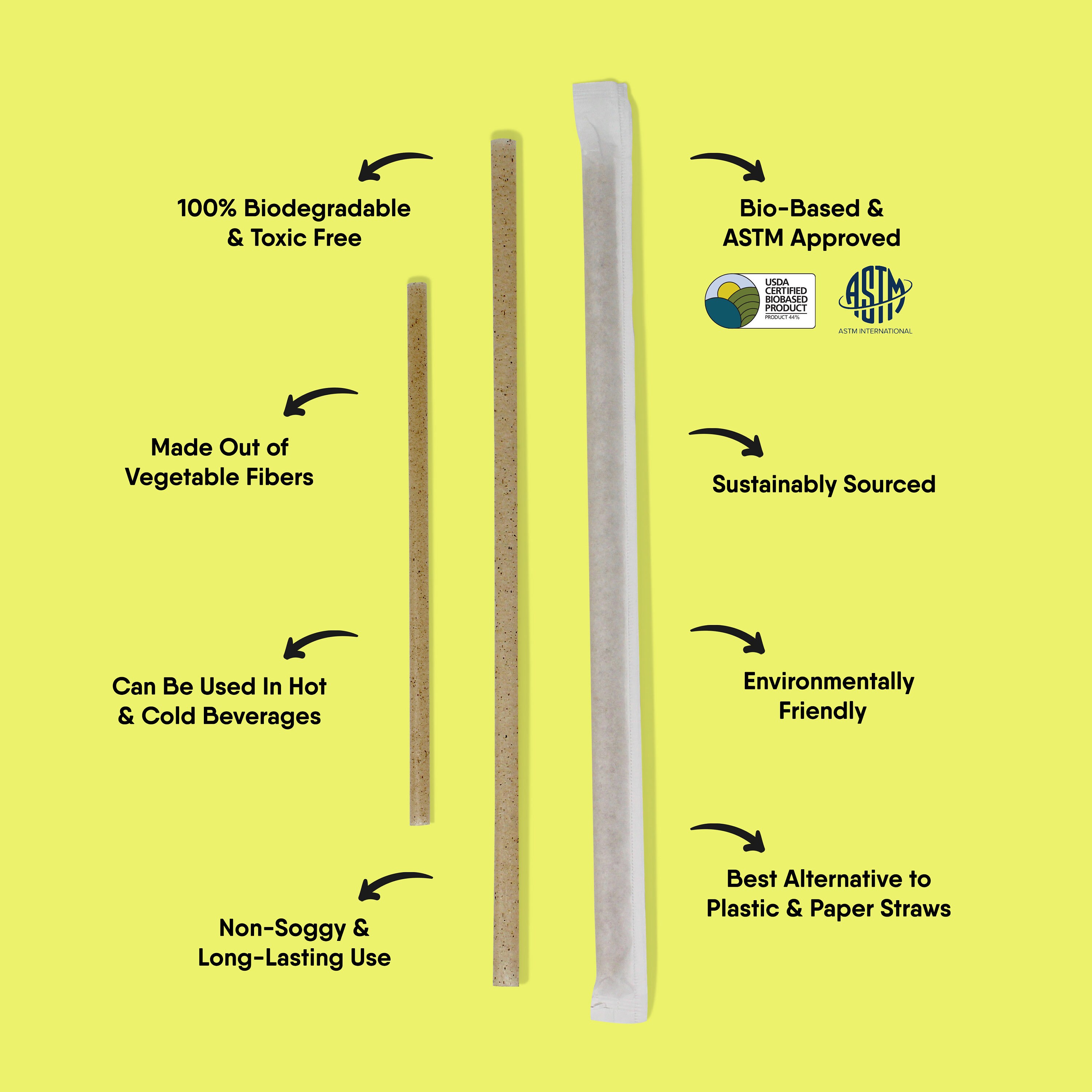 Unwrapped 100 Biodegradable Straws Made of Vegetable Fibers Etsy