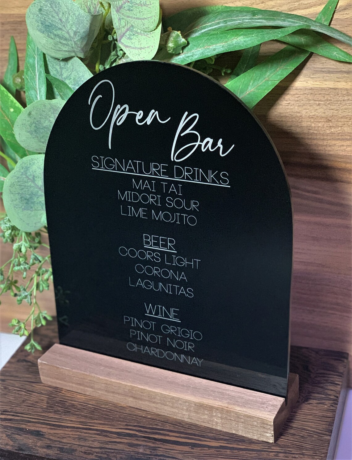 Laser Engraved Black Acrylic Drink Menu Wedding Menu Party Etsy