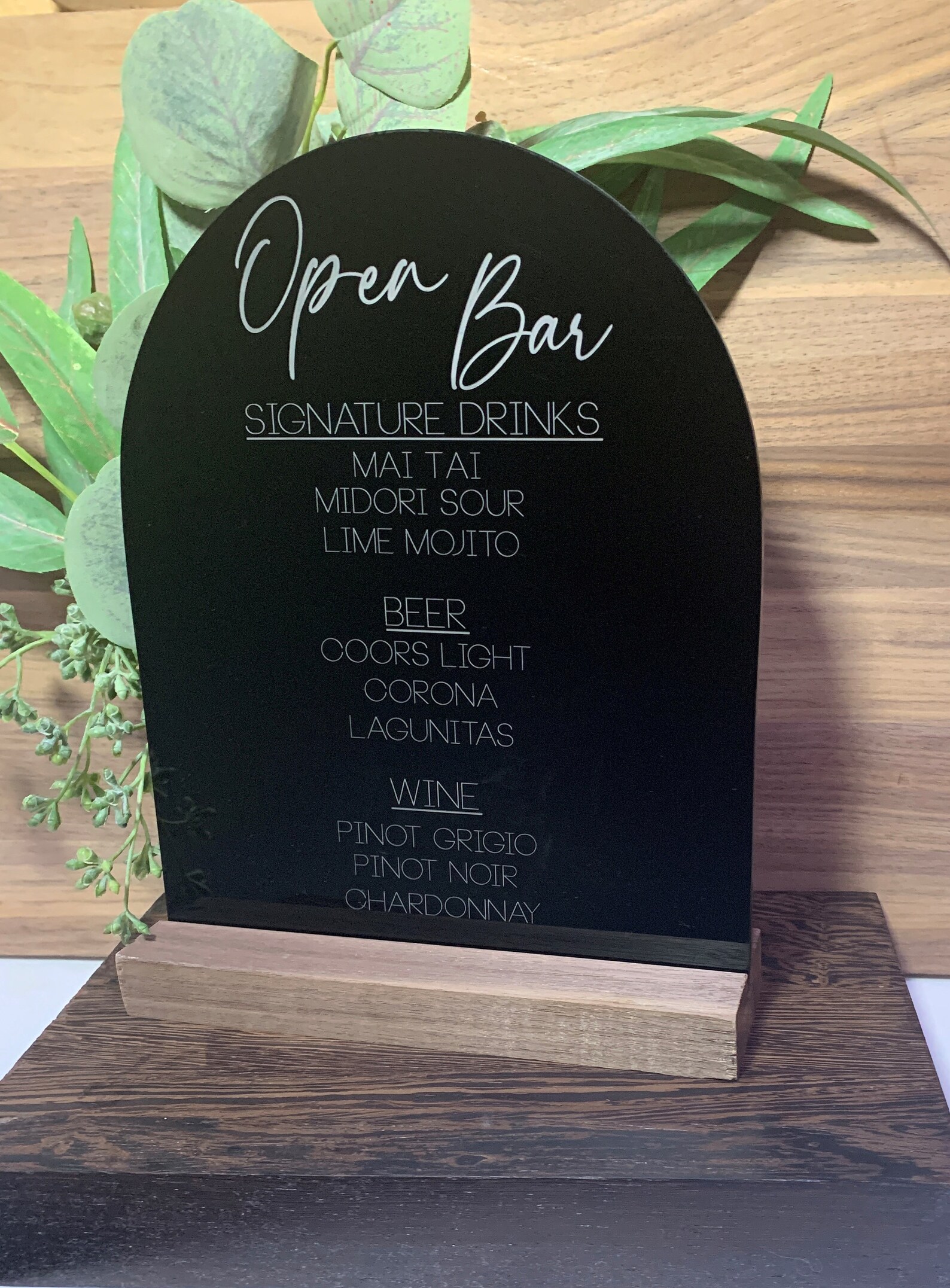 Laser Engraved Black Acrylic Drink Menu Wedding Menu Party Etsy