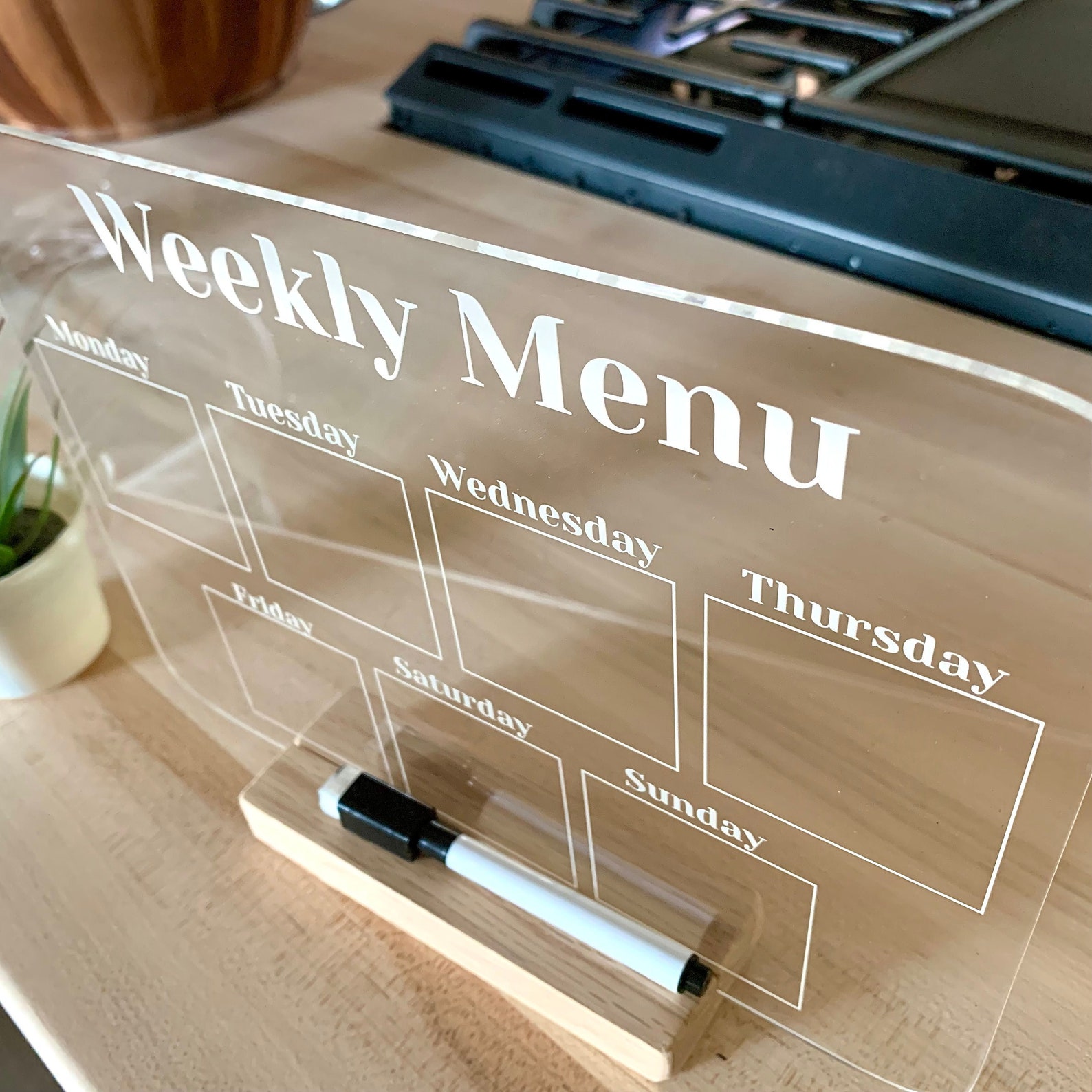 Acrylic Dry Erase Weekly Meal Planner Kitchen Meal Planner Etsy