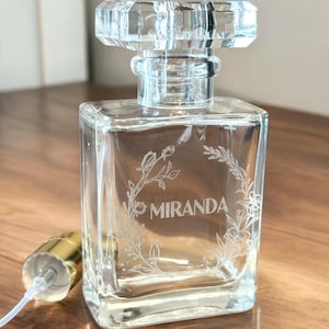 Custom Engraved Perfume Bottle | Bridesmaid Gift | Wedding Gift | 50ml Personalized Glass Perfume Bottle