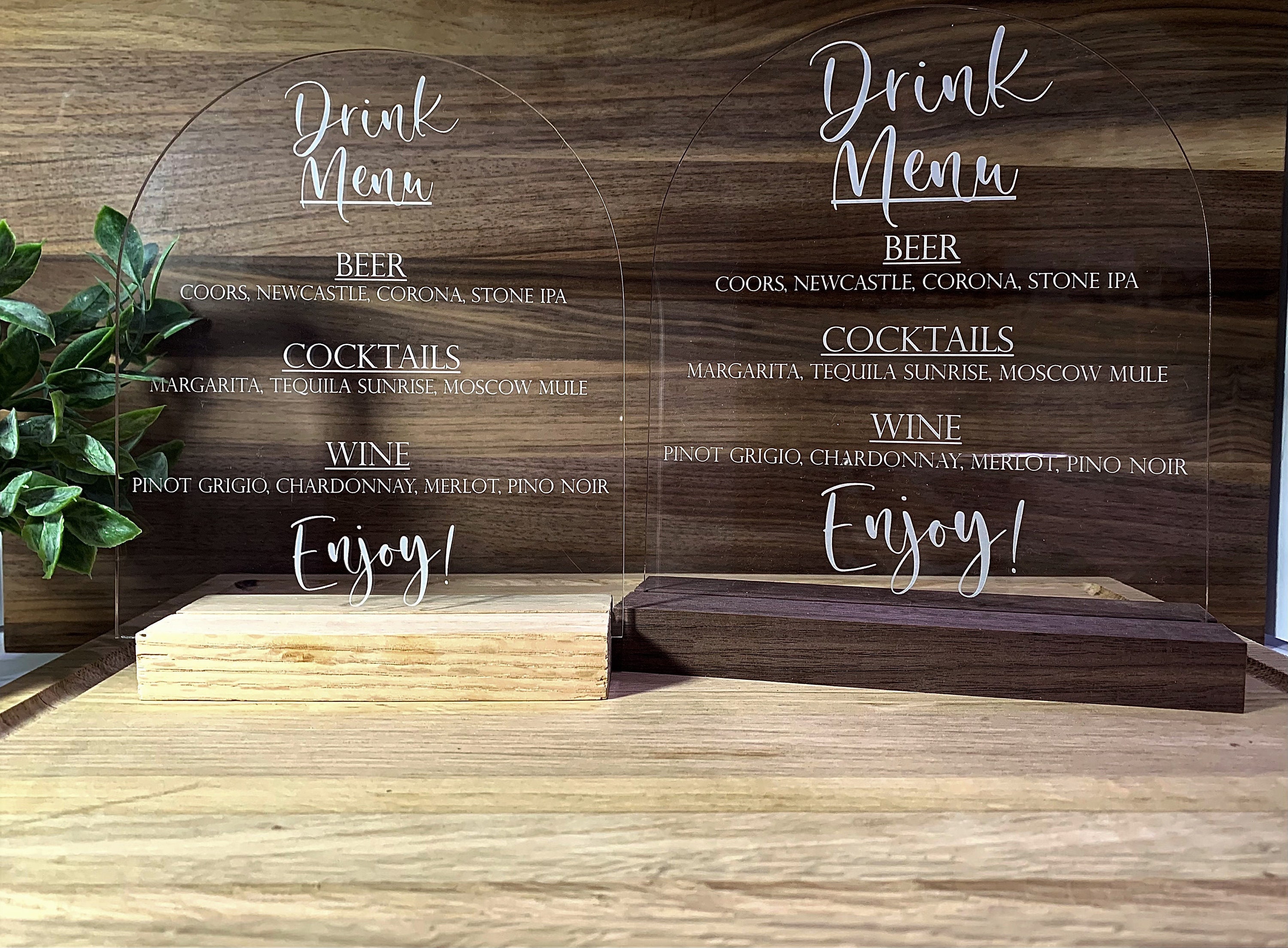 Customized Acrylic Drink Menu Bar Menu Wedding Menu Etsy