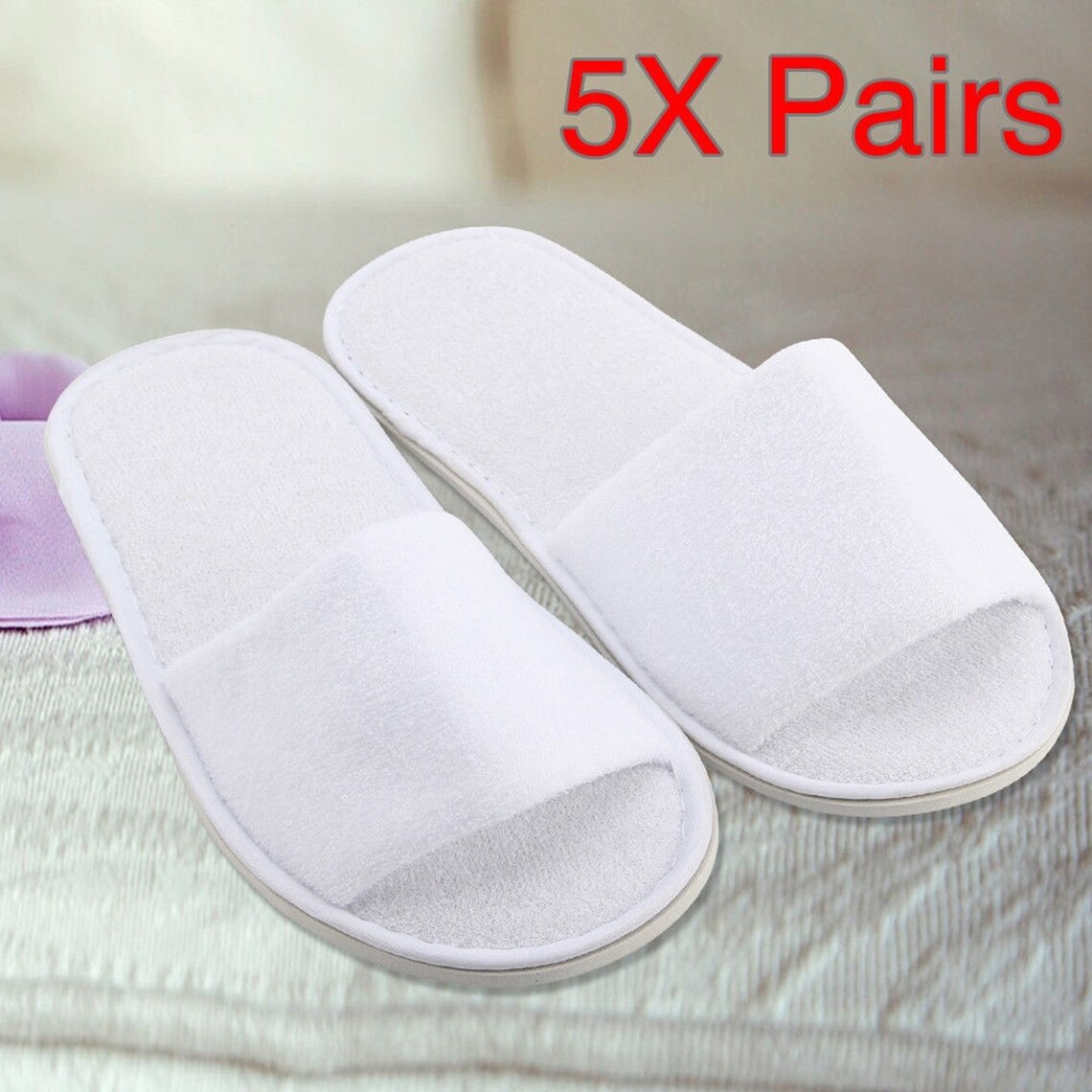 5 Pairs Slippers Hotel Spa Hotel Guest Slippers Open Toe Etsy