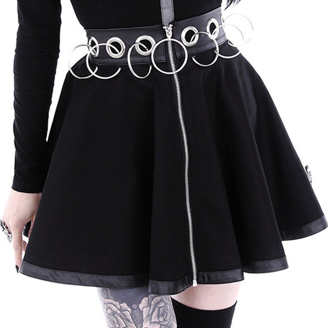 Peachyas Gothic Sexy Emo Punk Zip Up Skirts Etsy