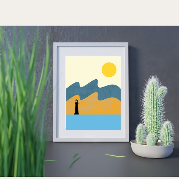 Minimalist sunset wall art/ digital sunset decor/ landscape sunset / colourful sunset home decor
