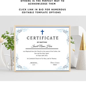Certificado editable de bautismo, certificado religioso, plantilla de certificado de bautismo, certificado de bautismo imprimible, certificado de bricolaje, bautismo