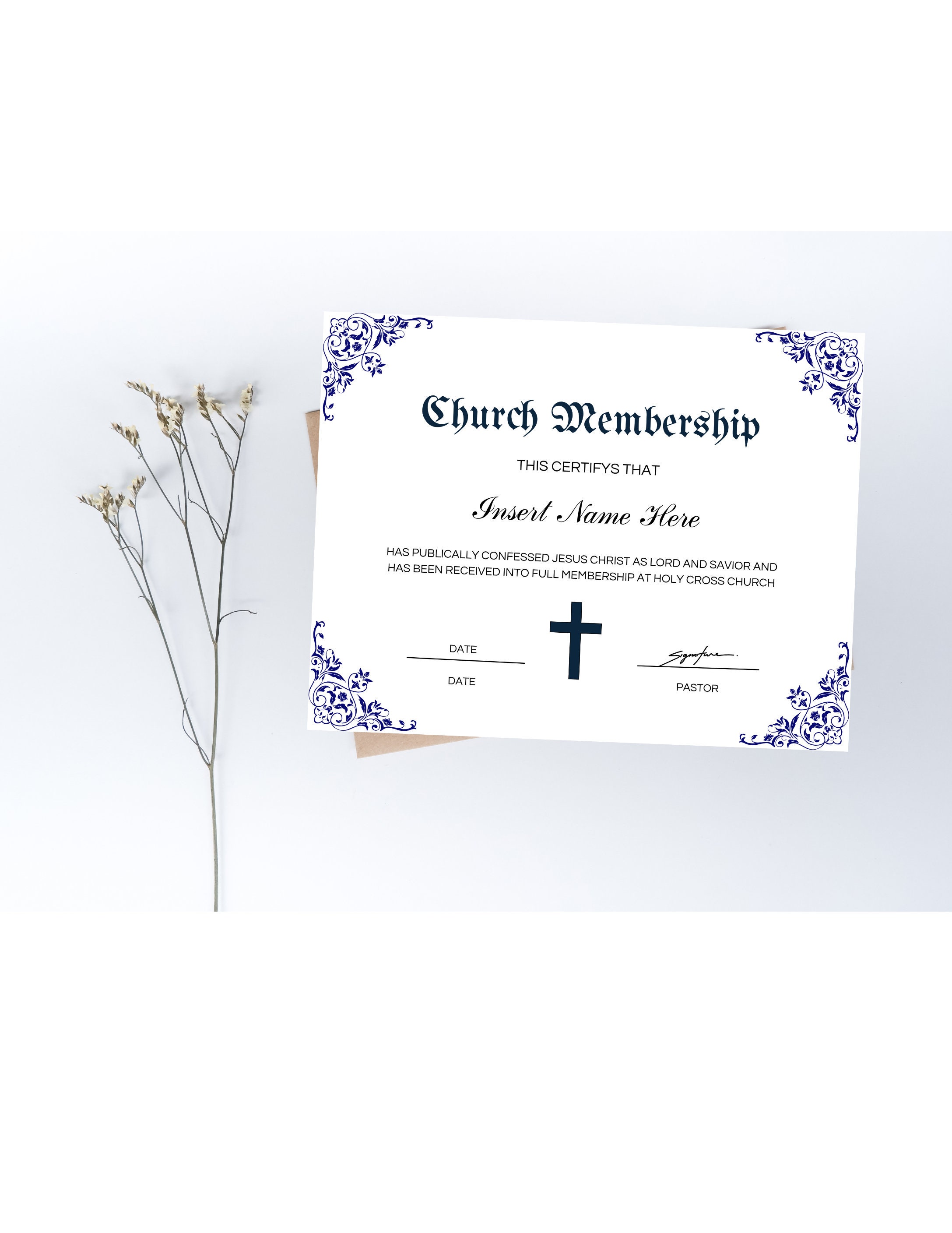 Editable Church Membership Certificate Template, Printable Certificate of Membership, New ...
