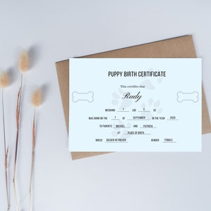 Bewerkbare puppy geboorteakte 3 pack, pasgeboren cadeau voor puppy, huisdier kunst, hondenfokker digitale download, puppy sjabloon, fokker geboorteformulieren