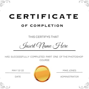 Certificate Of Completion Template, Editable certificate of Appreciation, Minimalist Certificate, Course completion, Elegant certificate