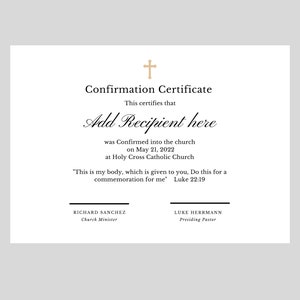 Certificado de Confirmación Editable, Certificado Religioso Dorado, Plantilla de Certificado de Confirmación, Certificado de Confirmación Imprimible