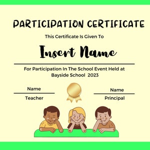 Printable Award Certificate For Kids, Instant Download Editable Certificate, Teacher Student Child Children Award Certificate Printable, PDF