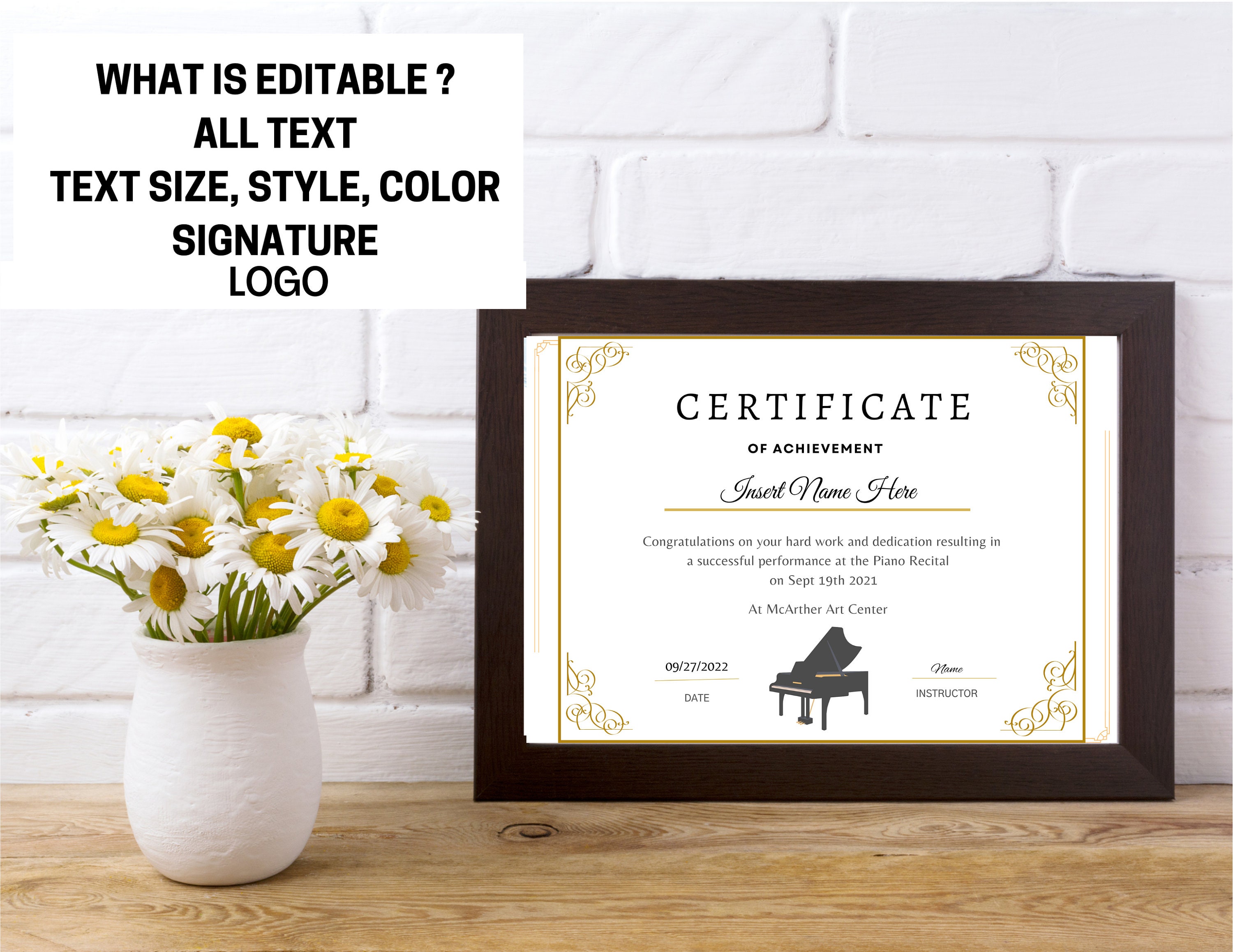Piano Recital Certificate Piano Award Printable Child Certificate Piano Recital Certificate Piano Award Printable Child Certificate