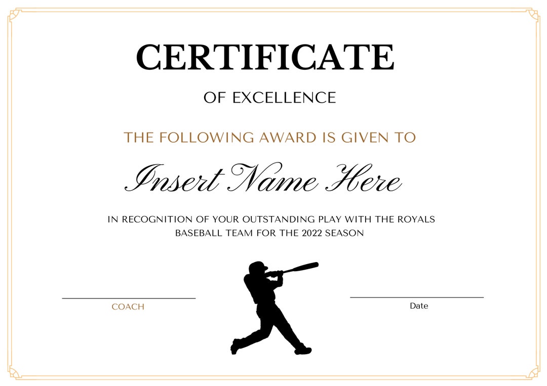 Sports Certificate Template,sports Recognition Award, EDITABLE