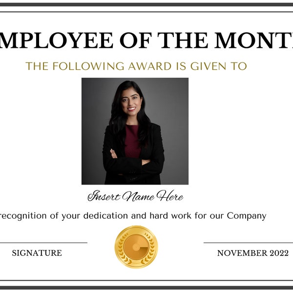 Employee of the Month Certificate Editable, Employee of the month Certificate Template, Printable Employee of the month Certificate