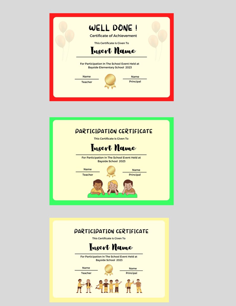 Printable Award Certificate for Kids, Instant Download Editable ...