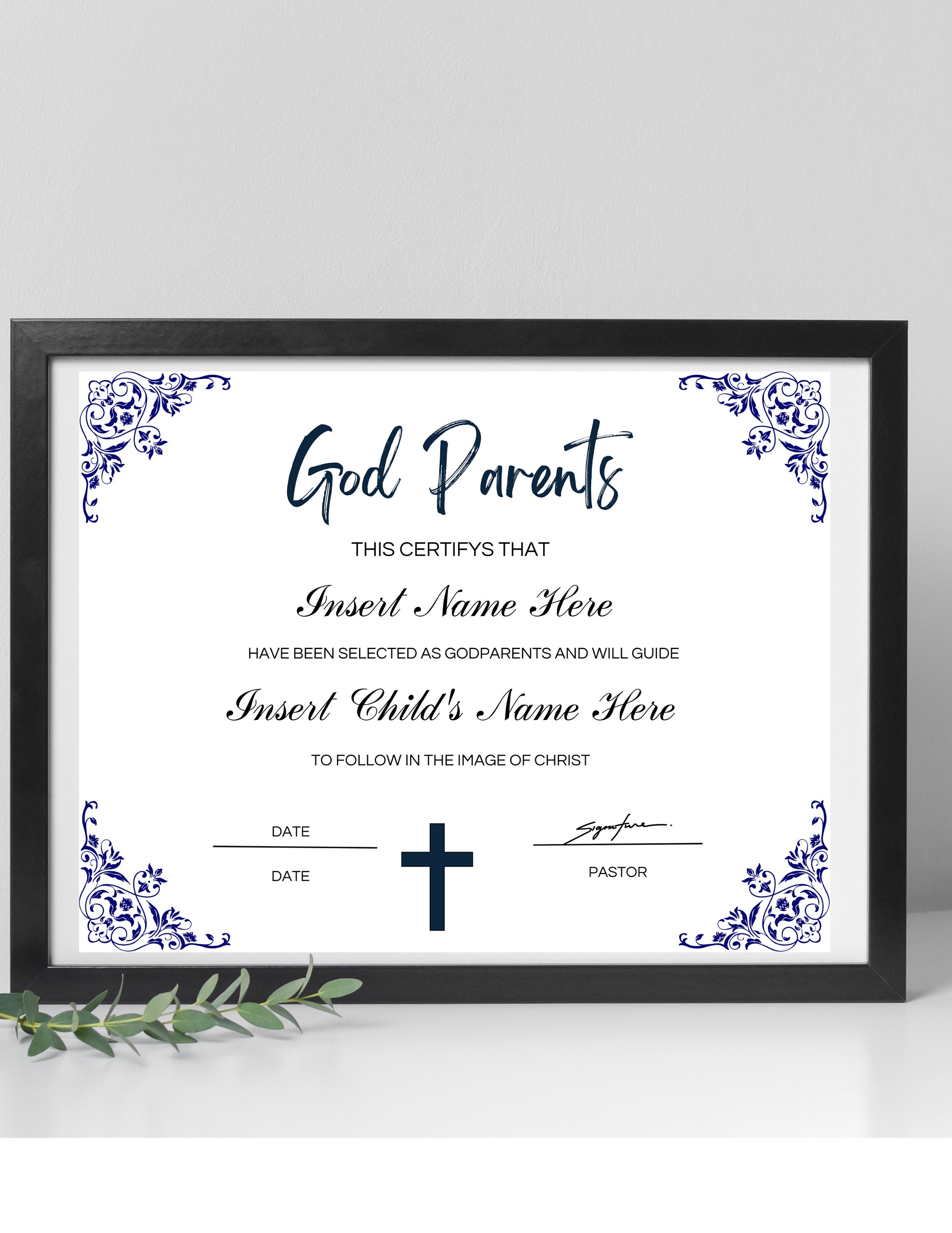 Godparents Certificate Template, Baptism Certificate Download, PDF