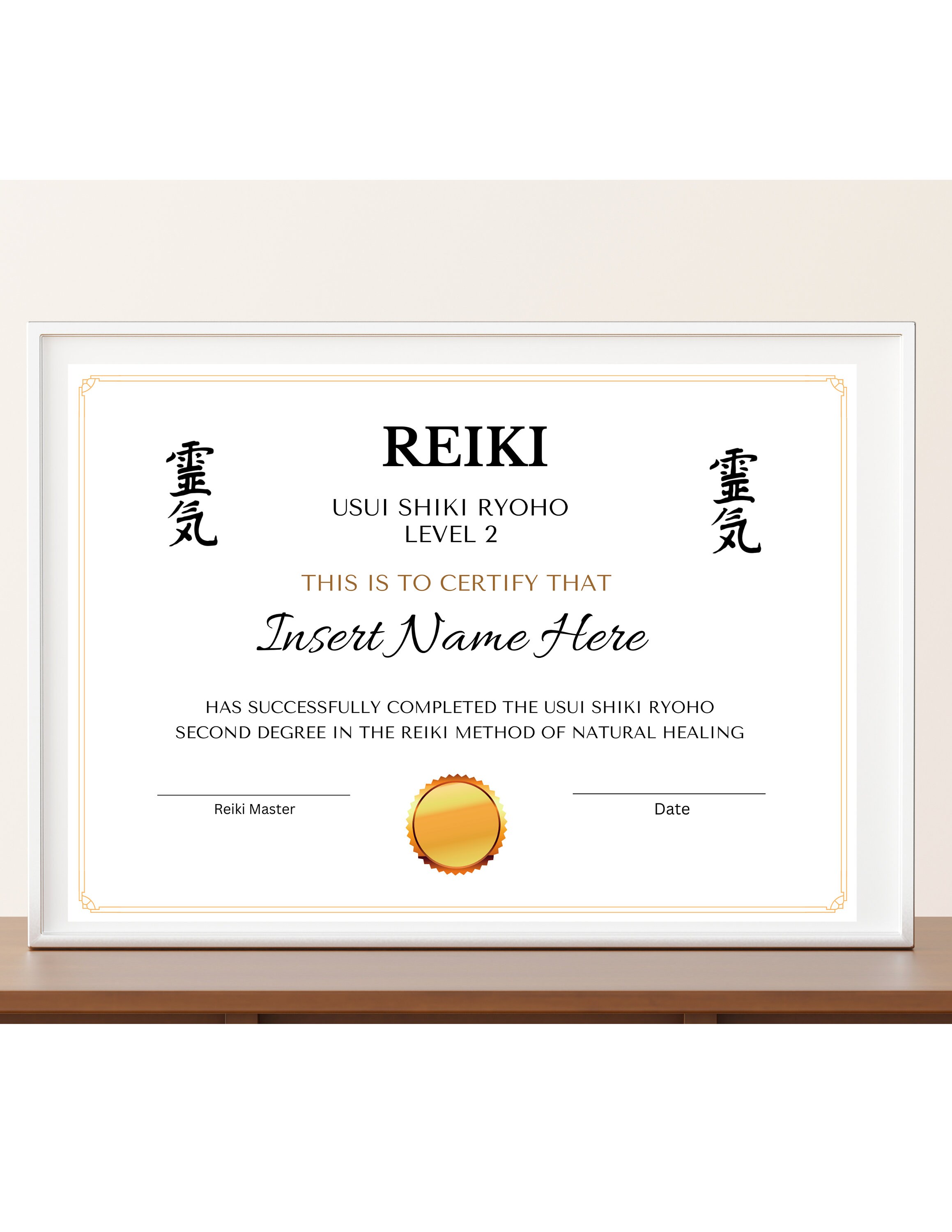 Reiki Certificates-levels I, II and Master - Fillable Template ...