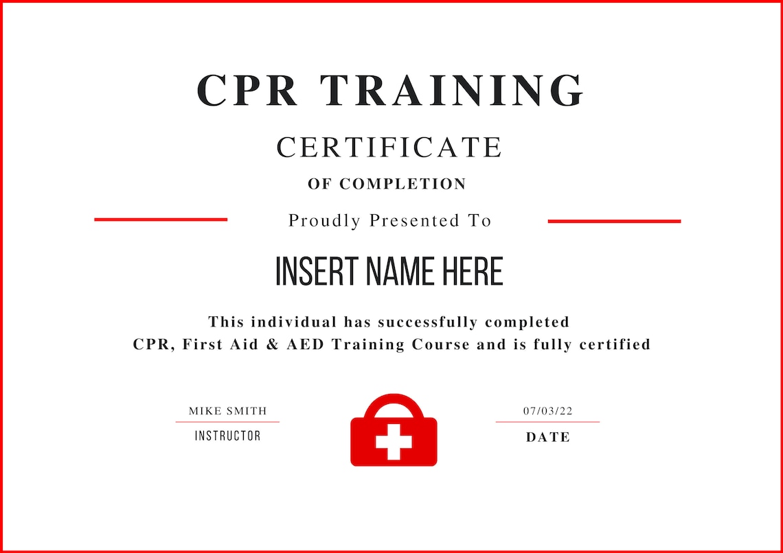 CPR Training Certificate CPR Editable Template CPR Course Etsy CPR Training Certificate CPR Editable Template CPR Course Etsy