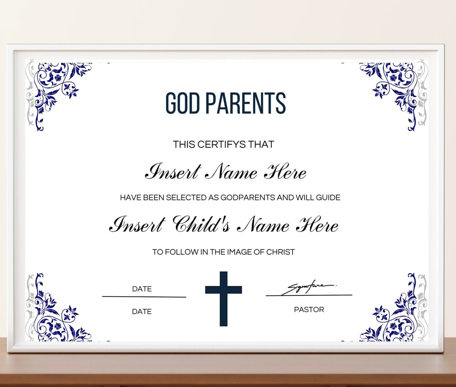 Godparents Certificate Template, Baptism Certificate Download, PDF ...