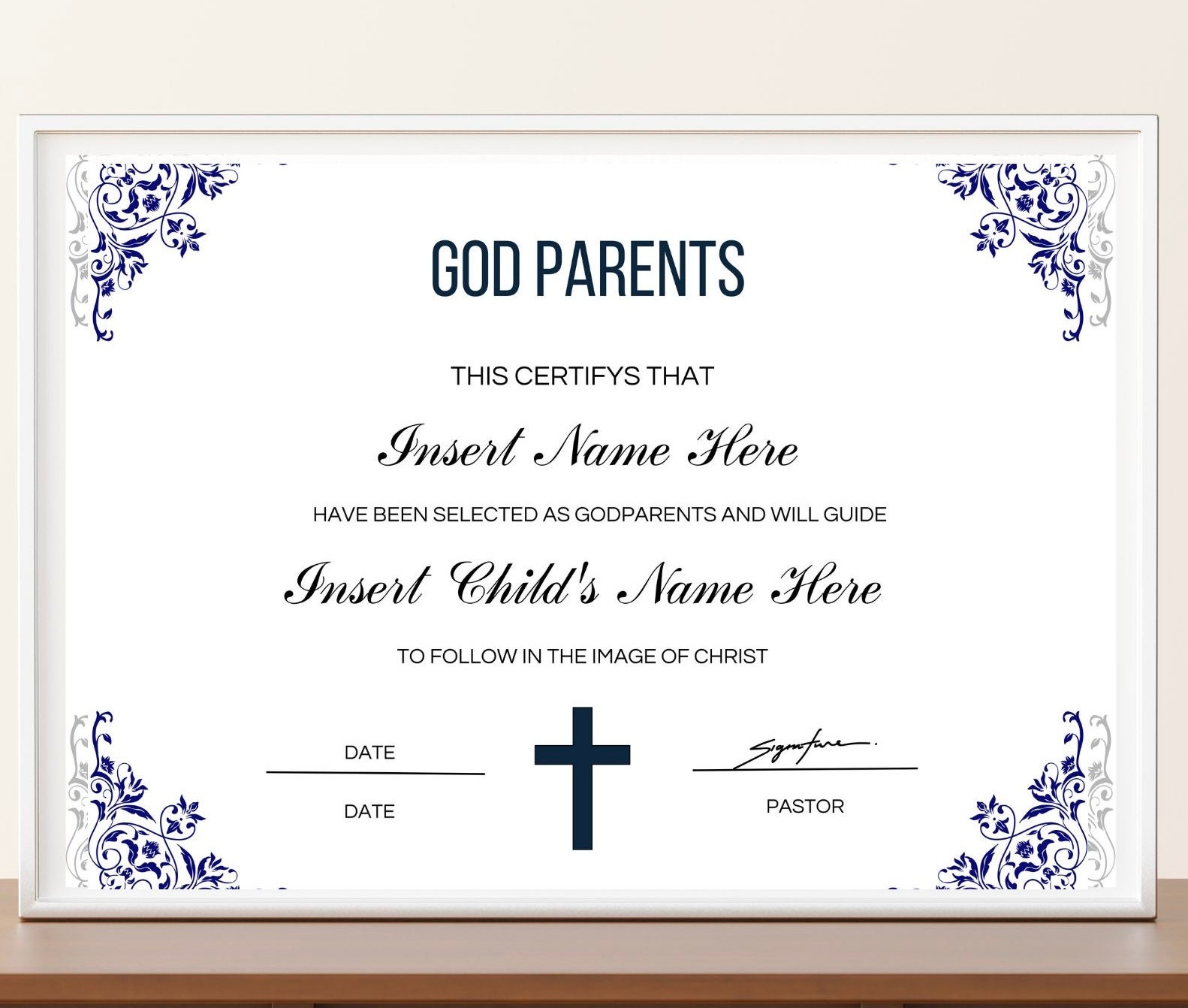 Godparents Certificate Template, Baptism Certificate Download, PDF ...
