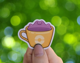 Pegatina Ditto/Shiny Ditto para taza / Pegatina de vinilo brillante troquelada de 5x4,2 cm/2"x1,8"