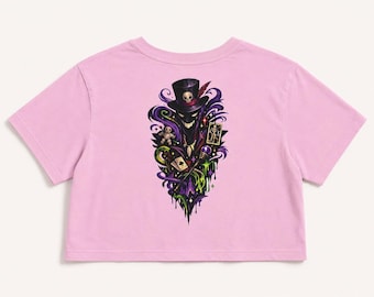 Fan Art Doctor Facilier Inspired Abstract Cropped T-Shirt, Womens Champion Cotton Tee, Villaincore Art