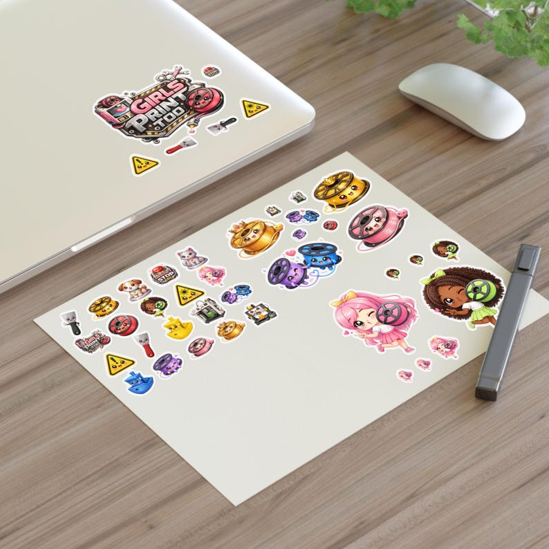 Kawaii 3D Printer Sticker Sheet | Water-resistant Vinyl Die-cut Maker ...