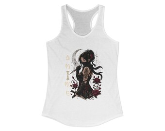 Anime Inspired Rogue Girl Racerback Tank, Fantasy Dagger Tri Blend Top