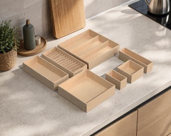 Modular Drawer Organizer STL File — 3D Printable Customizable Drawer Insert | Desk & Kitchen Storage