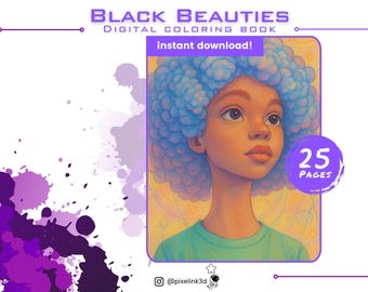 Black Women Coloring Book – 25 Printable Portrait Art Pages (PDF)