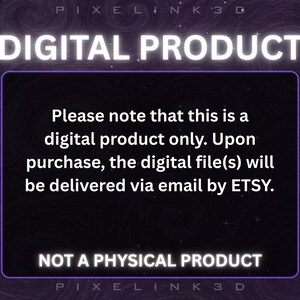 Puede incluir: Anuncio de producto digital con el texto "DIGITAL PRODUCT" en blanco. La imagen incluye un rect&aacute;ngulo negro con texto blanco que indica que el producto es digital y se entrega por correo electr&oacute;nico a trav&eacute;s de Etsy. Tambi&eacute;n se muestra el texto "NOT A PHYSICAL PRODUCT".