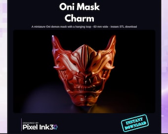 Mini Oni Mask Charm STL | Hannya Demon Pendant (Digital Download)