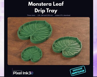 Monstera Leaf Drip Tray STL | 3 Sizes Plant Pot Saucer (Digital Download)