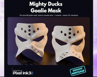 Mighty Ducks Goalie Mask STL | Wearable Hockey Mask Cosplay Prop | 3D Print Halloween File