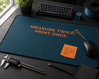 3D Printer Desk Mat for Makers - Measure Twice Print Once - Engineer Gift