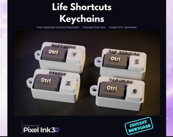 Funny Keyboard Shortcut Keychains | Ctrl C Z X V Keycaps (STL Download)