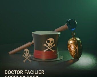 Doctor Facilier Cosplay Bundle – Top Hat, Staff, Talisman, Skull (3D Print Files)