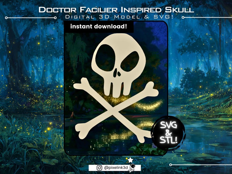 Doctor Facilier Inspired Skull STL & SVG — 3D Printable Disney Villain Fan Art | Cricut Printer image 2