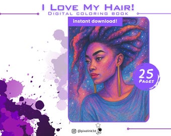 Black Hairstyles Coloring Book - 25 Printable Women’s Hair Art Pages - PDF