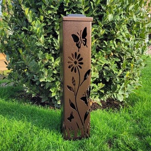 Butterfly Garden Solar Lantern: Powder Coated Steel Yard Light