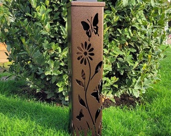 Butterfly Garden Solar Lantern: Powder Coated Steel Yard Light