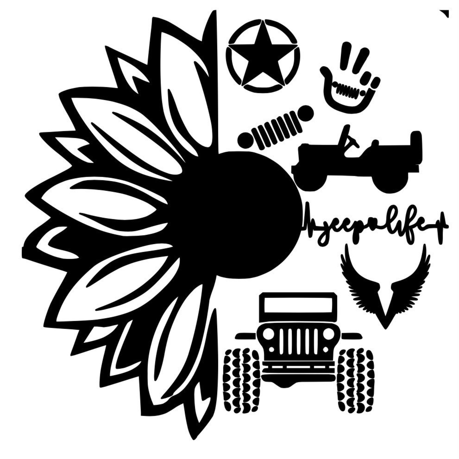 Jeep Life Sunflower Jeep Jeep Life Decal Jeep Life Etsy