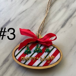 Hand Embroidered Ornament-Merry & Bright