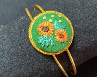 Hand Embroidered Bracelet Cuff